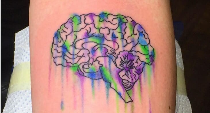 Heart Over Brain Tattoo by Maíra Egito