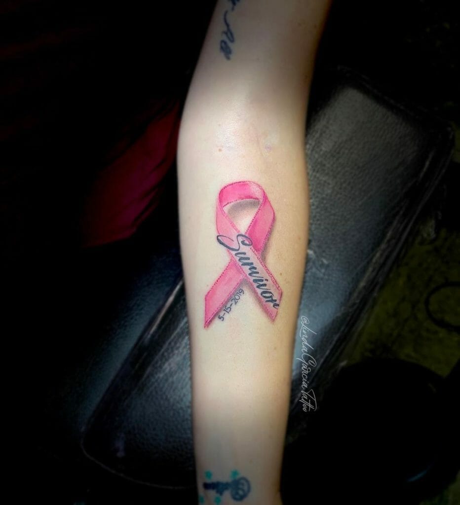 Breast Cancer Ribbon Tattoo For Fierce Survivors