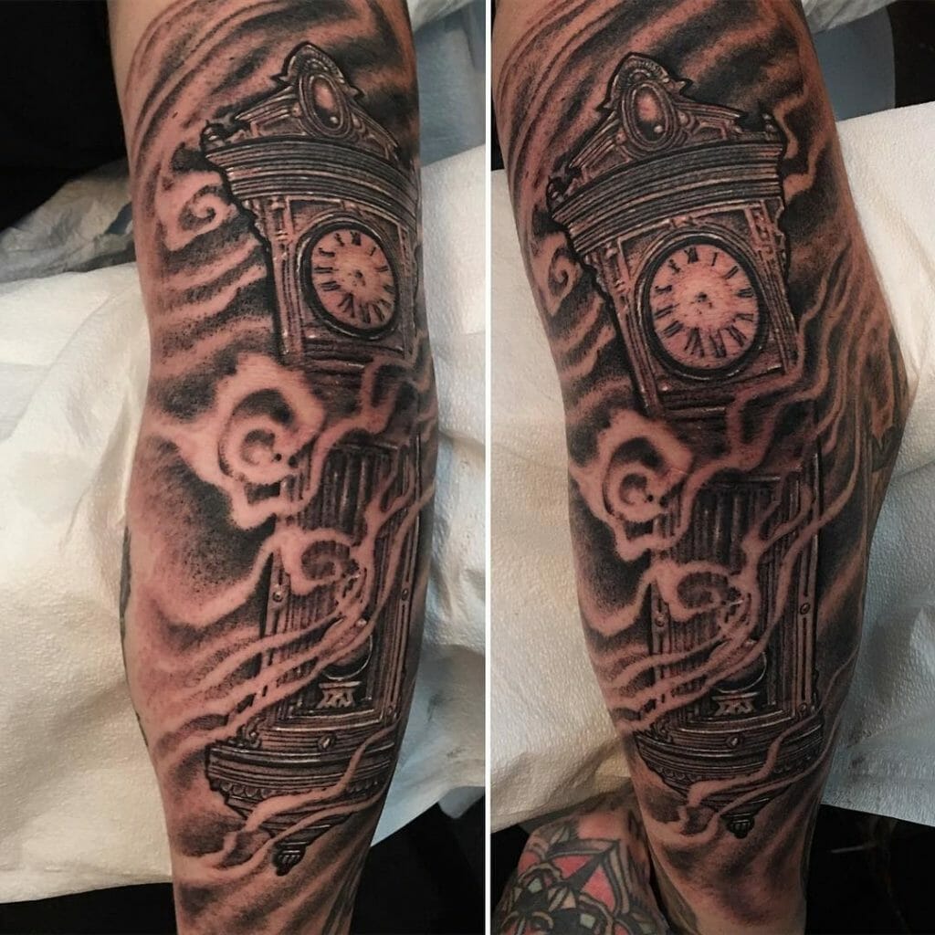 Broken Grandfather Clock Tattoo
