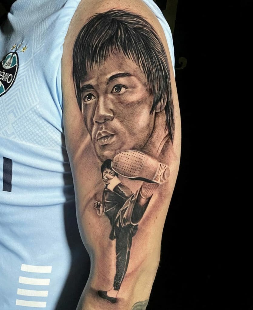 Bruce Lee Face Tattoo