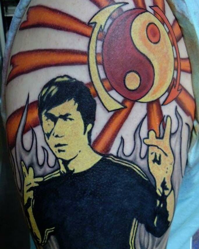 Bruce Lee In Action Tattoo