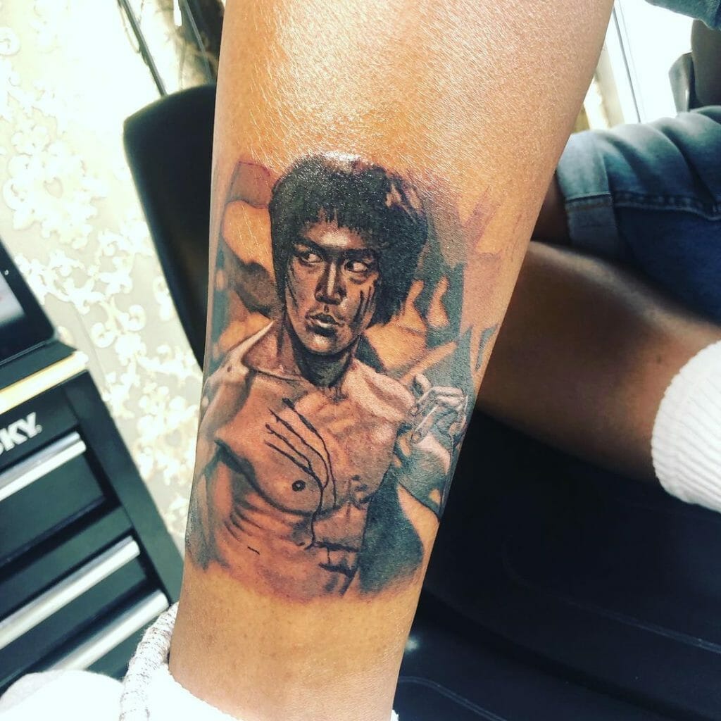 Bruce Lee Leg Tattoo