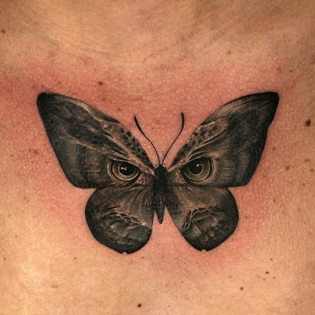 Butterfly Tattoo With Owl