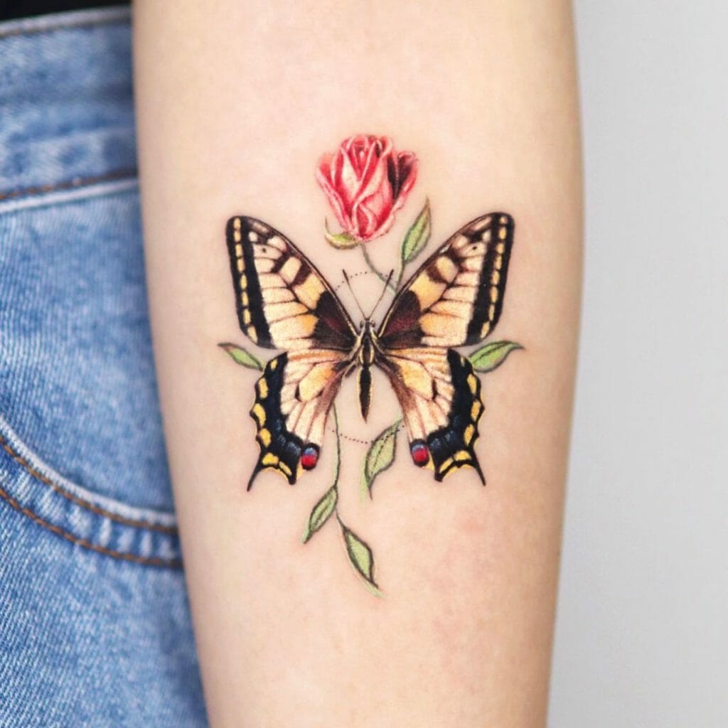 Butterfly and flower Tattoo