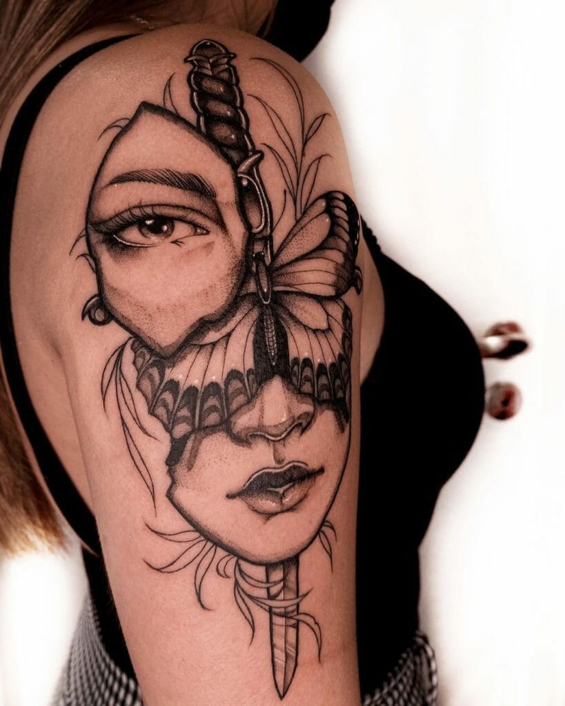 Butterfly with Knife Tattoo