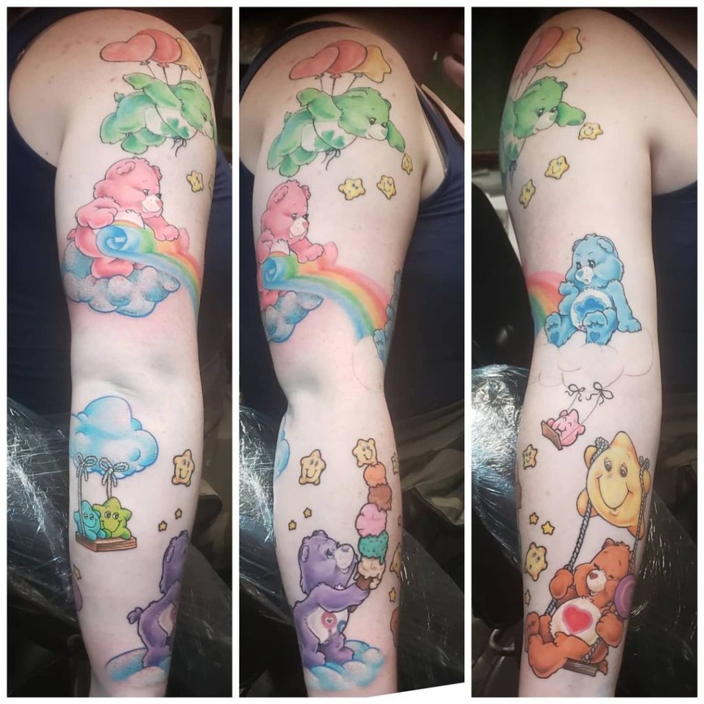 Care Bear Tattoo Sleeve For The Ardent Fans Of The Franchise