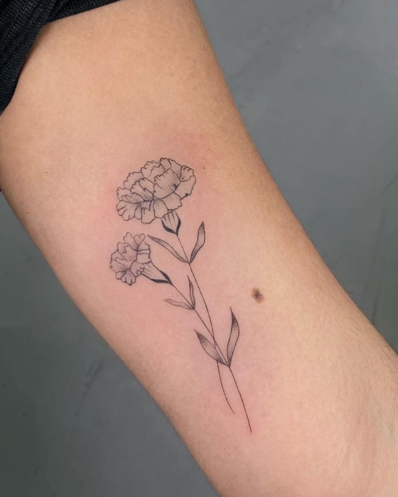 Carnation Flower Tattoo Designs With The Outline
