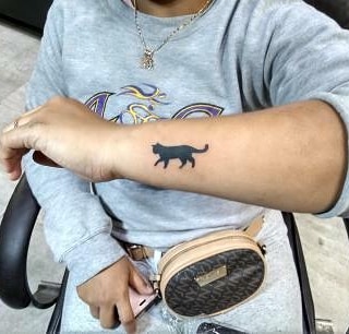Cat Silhouette Outline Tattoo