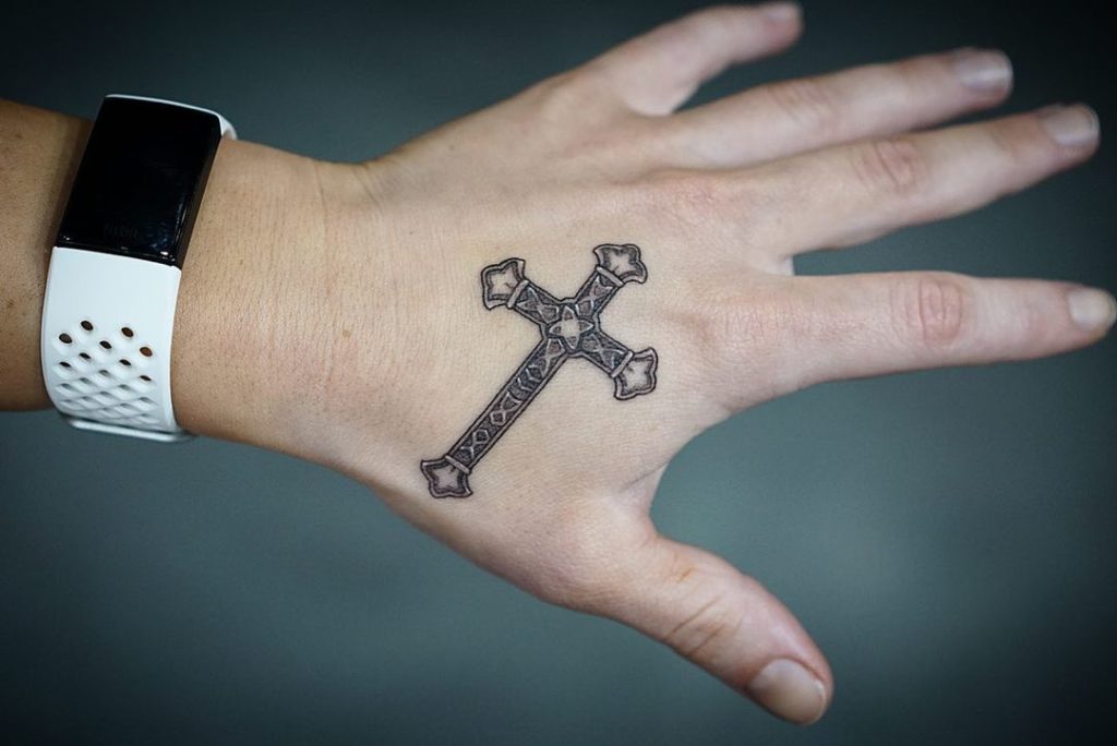 Celtic Cross Hand Tattoo