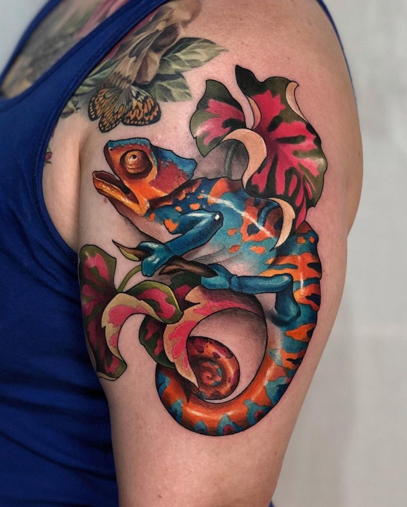 Chameleon Neo Traditional Tattoo