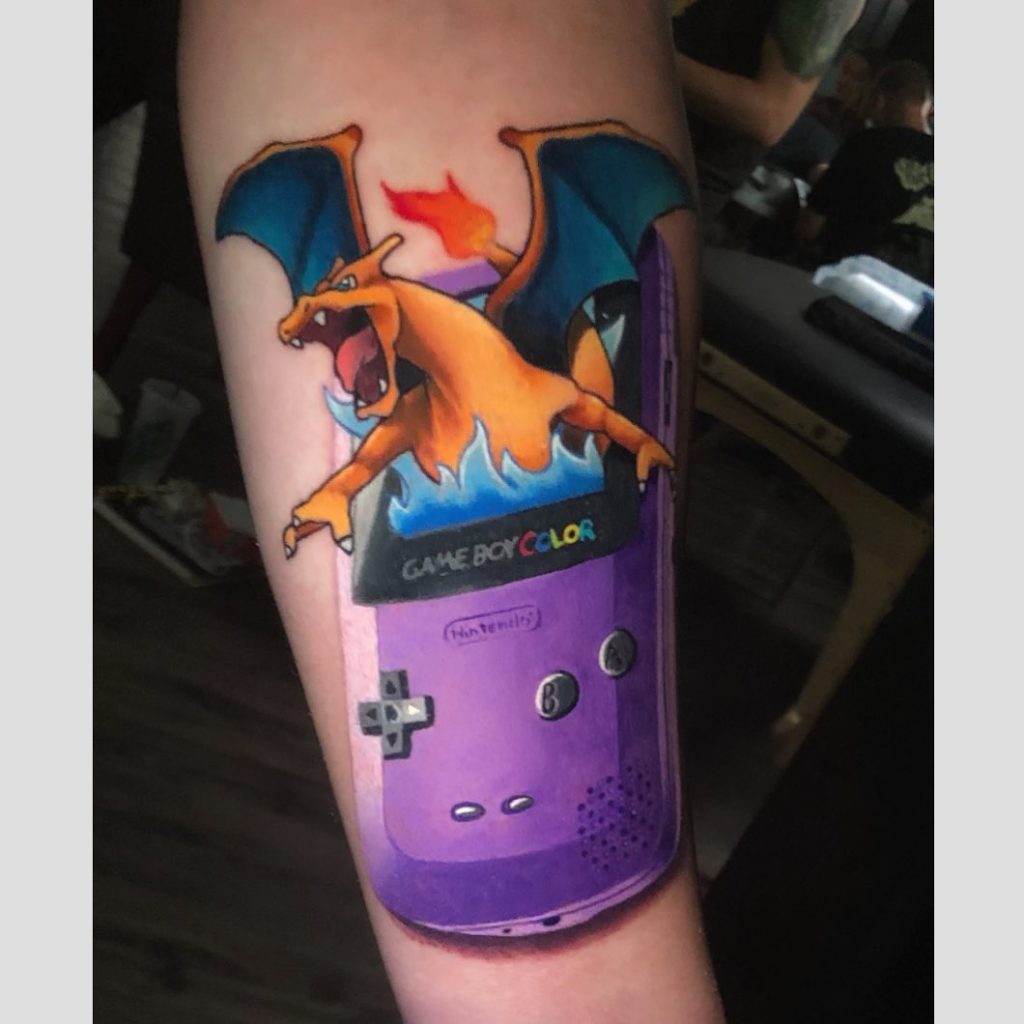 Charizard Pokemon Gameboy Tattoo
