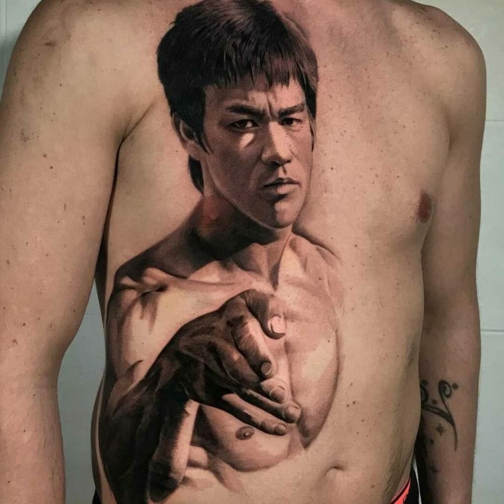 Chest Bruce Lee Tattoo