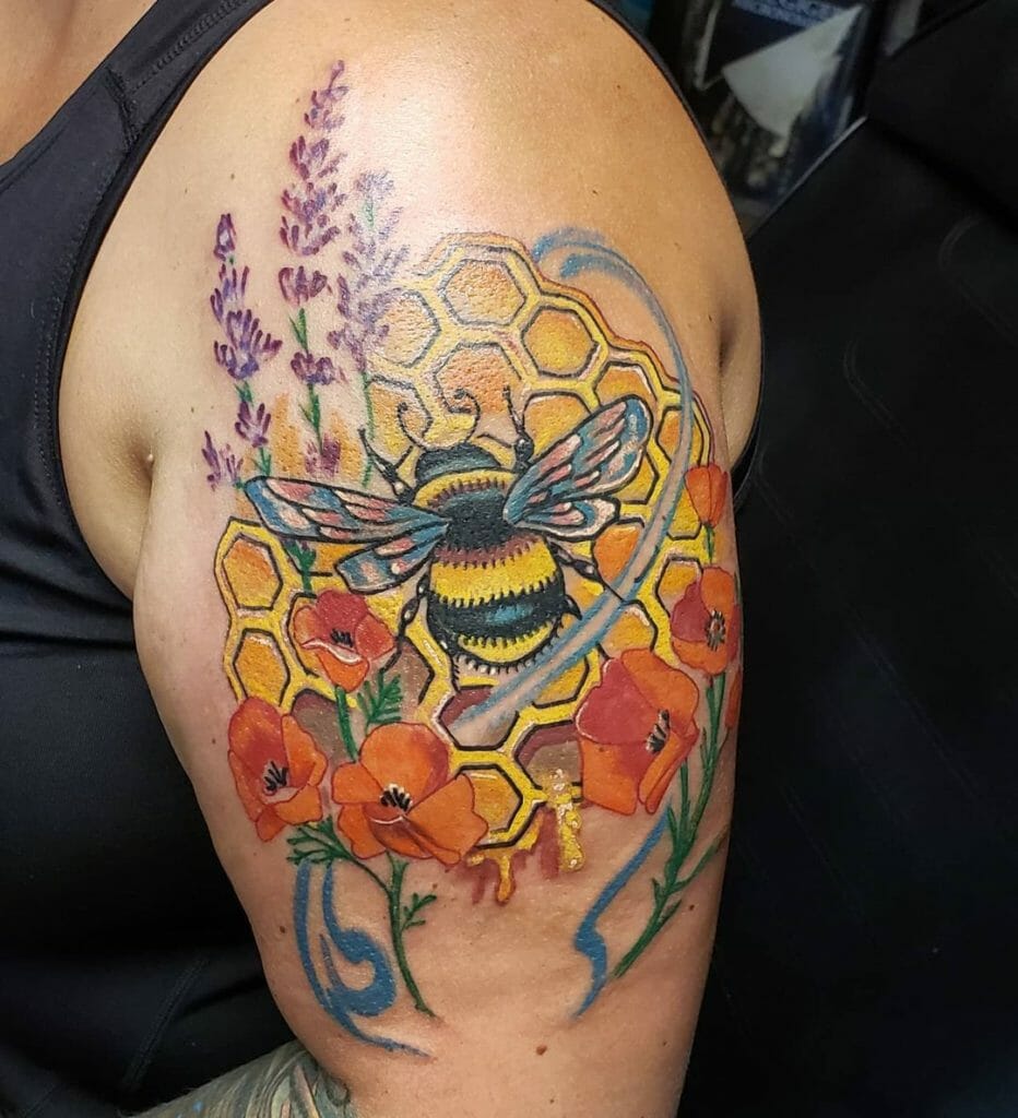 Colored Honeycomb Tattoo