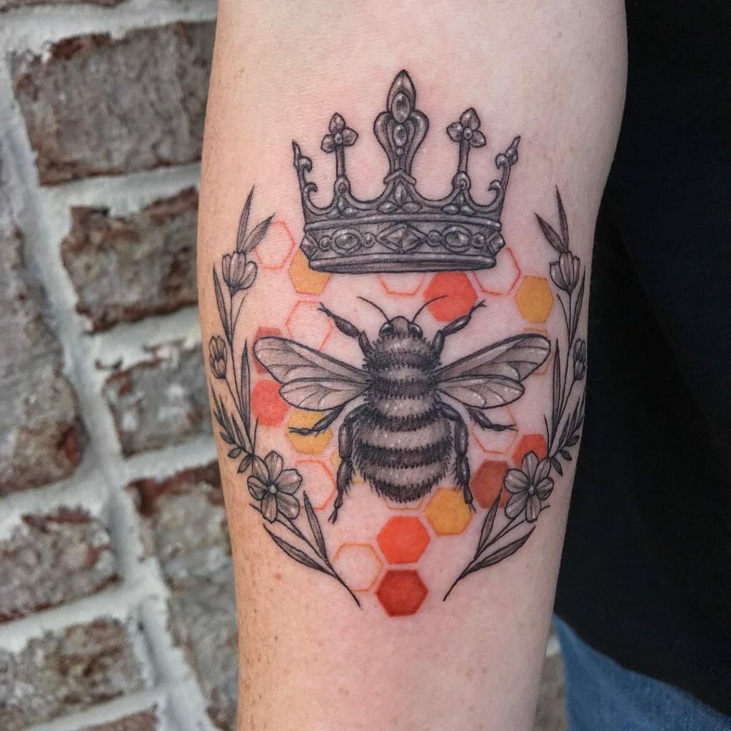 Colored Queen Bee Tattoo