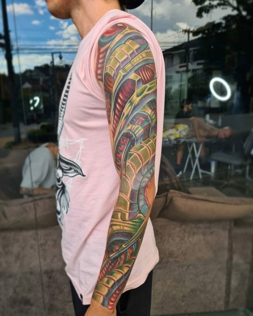 Colourful Biomech Tattoo