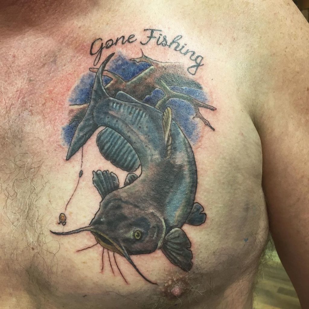 Creative Catfish Fishing Tattoos