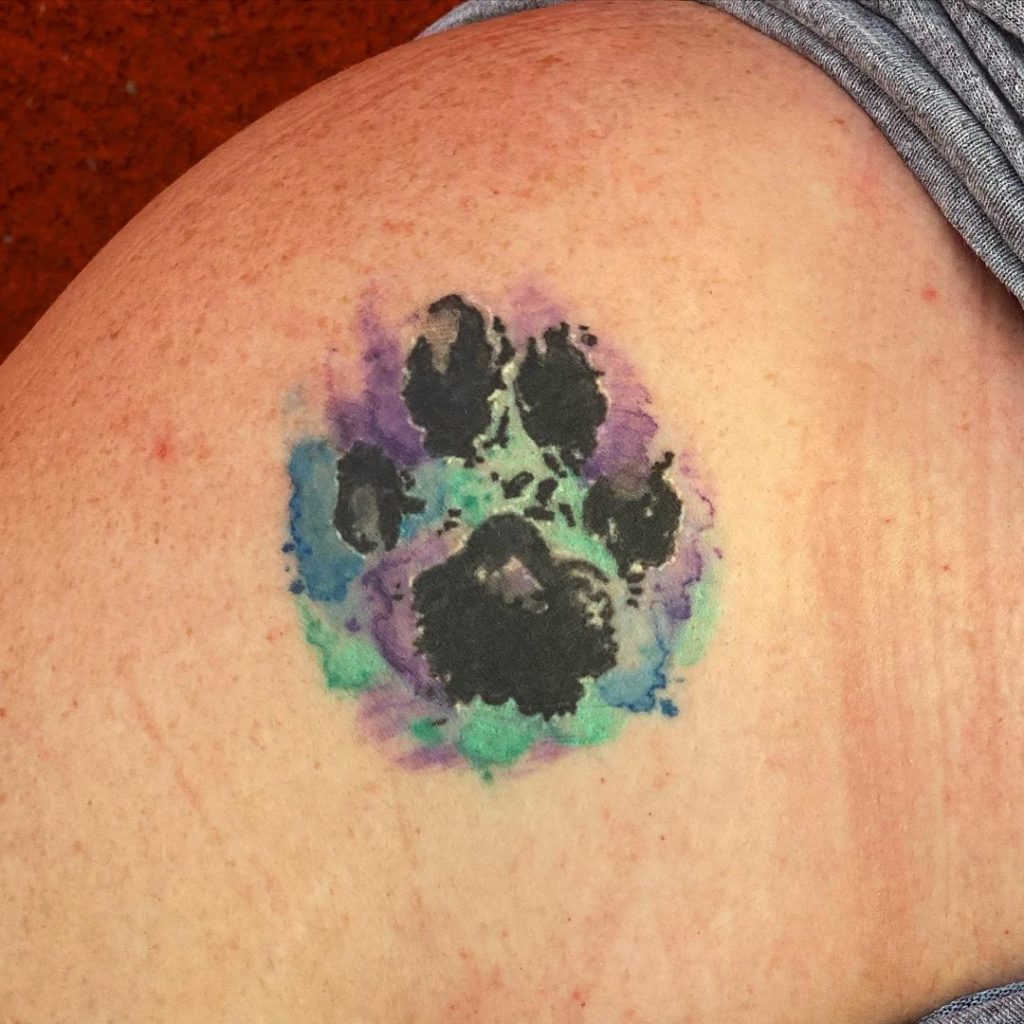 Cute And Colorful Paw Print Tattoos