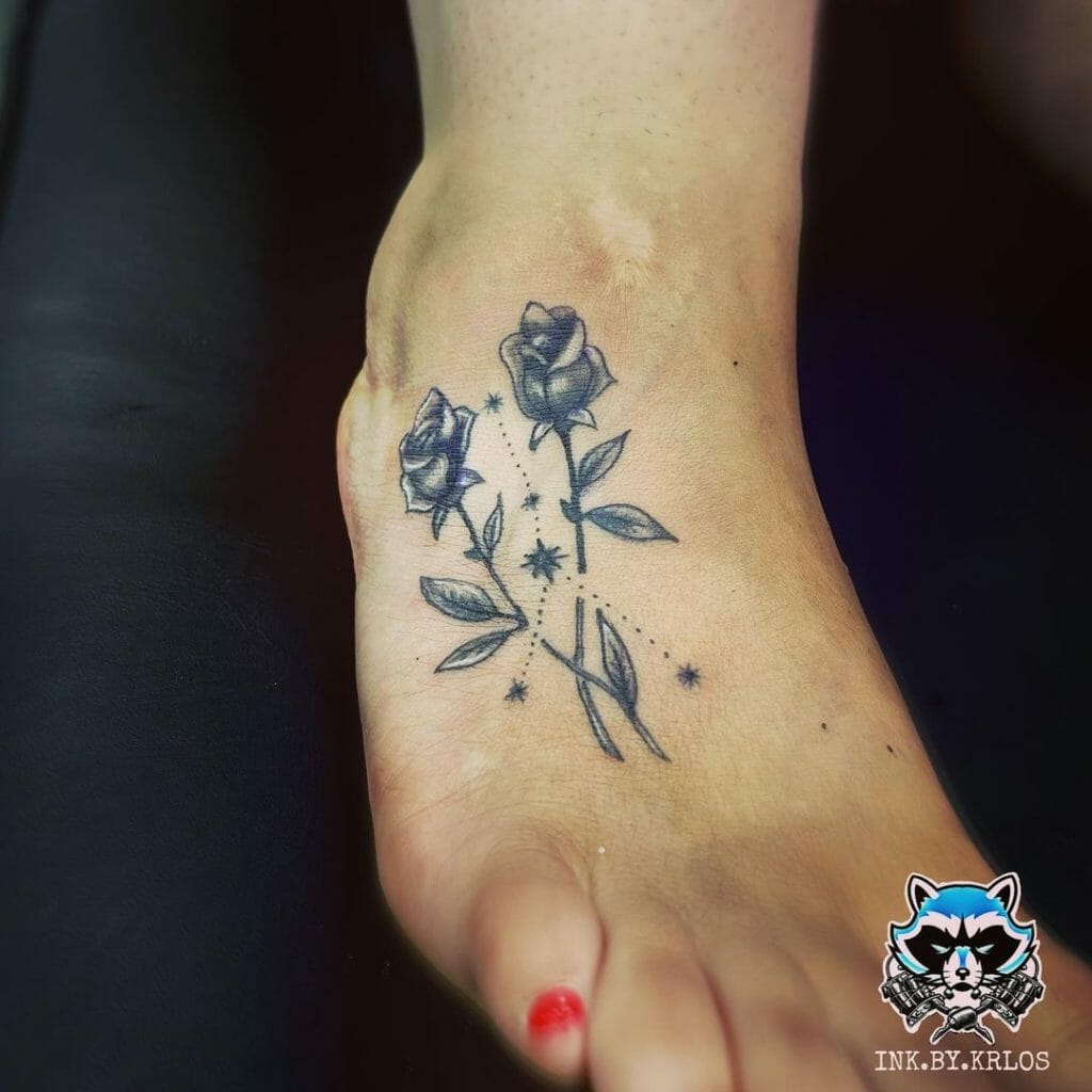 Cute Floral Cancer Constellation Tattoo