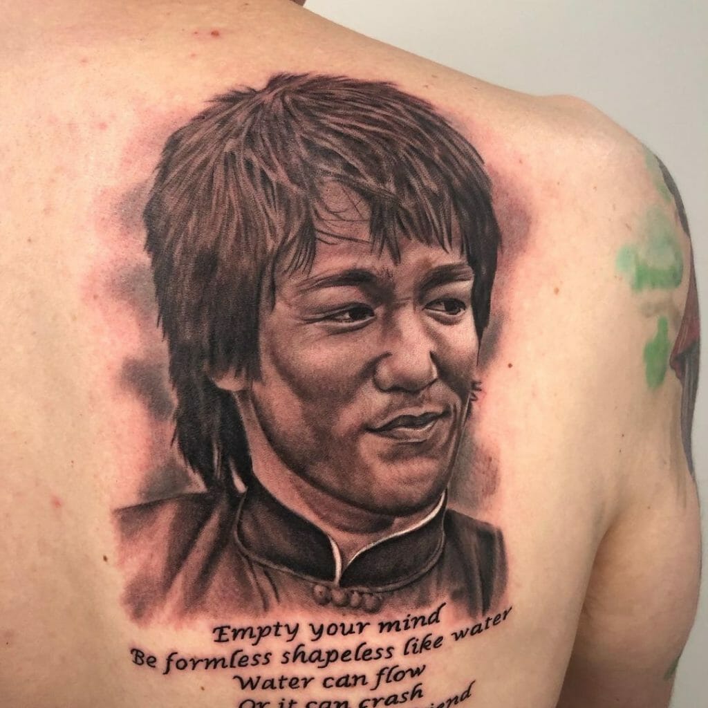 Detailed And Large Bruce Lee Tattoo