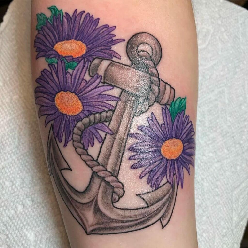 Detailed Aster Flower Tattoo