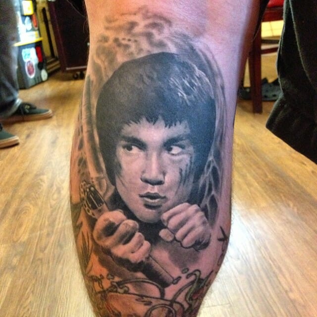 Detailed Bruce Lee Tattoo