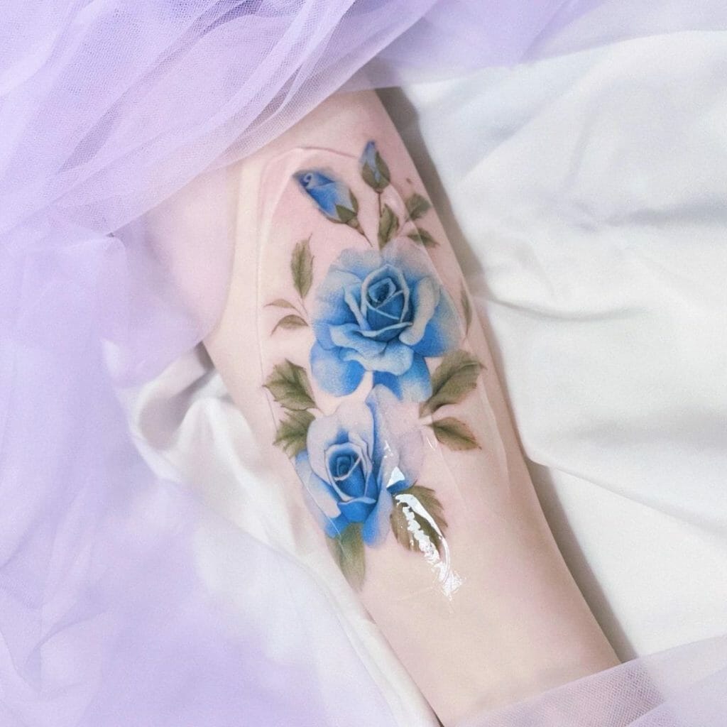 Divine Blue Rose Tattoo