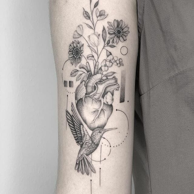 Elaborate Anatomical Heart Tattoo To Show Love