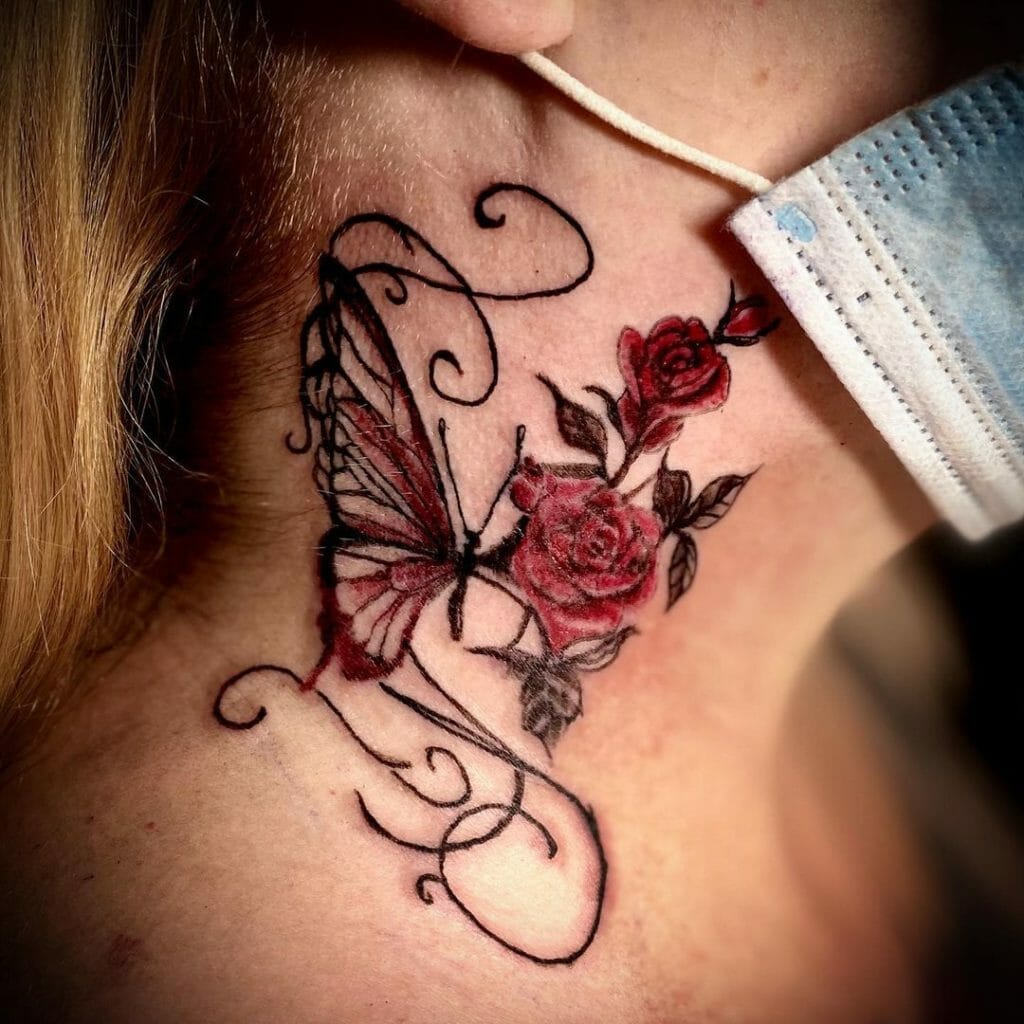 Elegant Half-Butterfly Half-Flower Tattoo