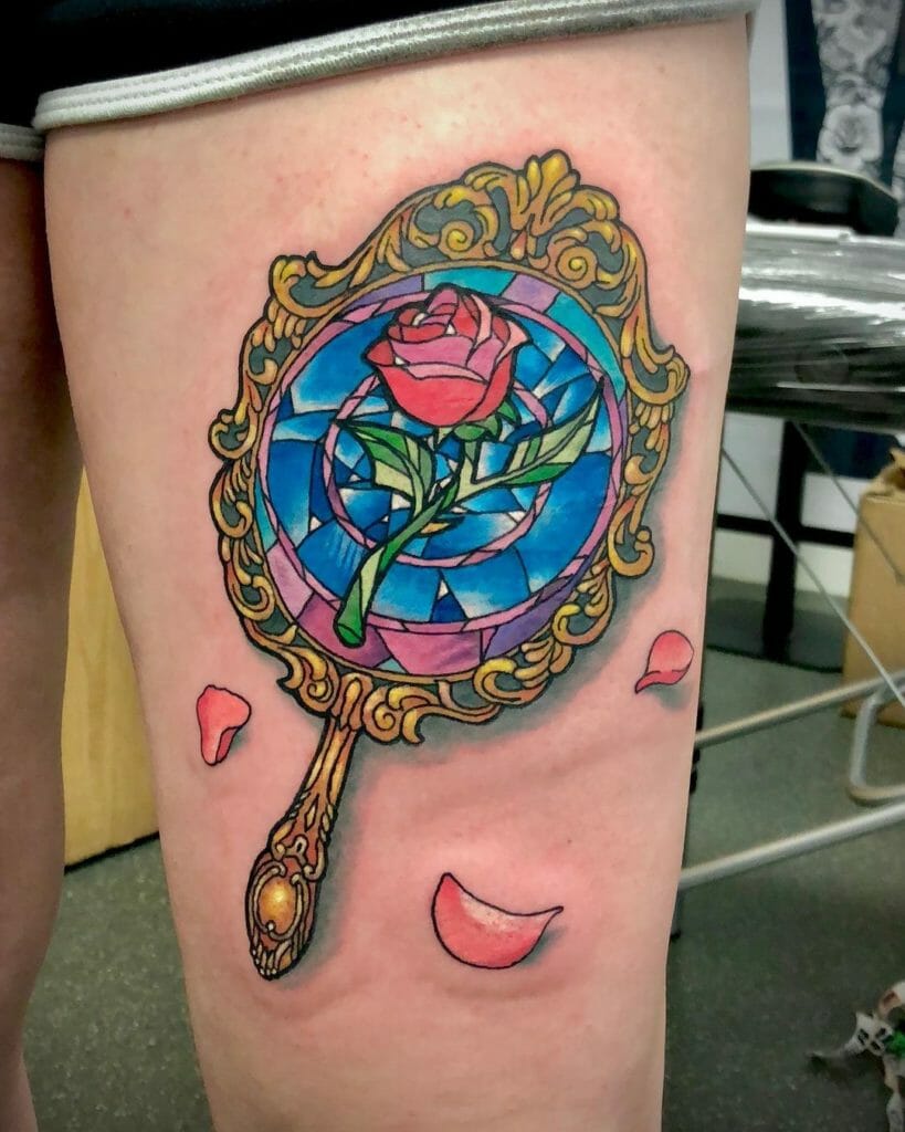 Enchanted Mirror Beauty And The Beast Rose Tattoo