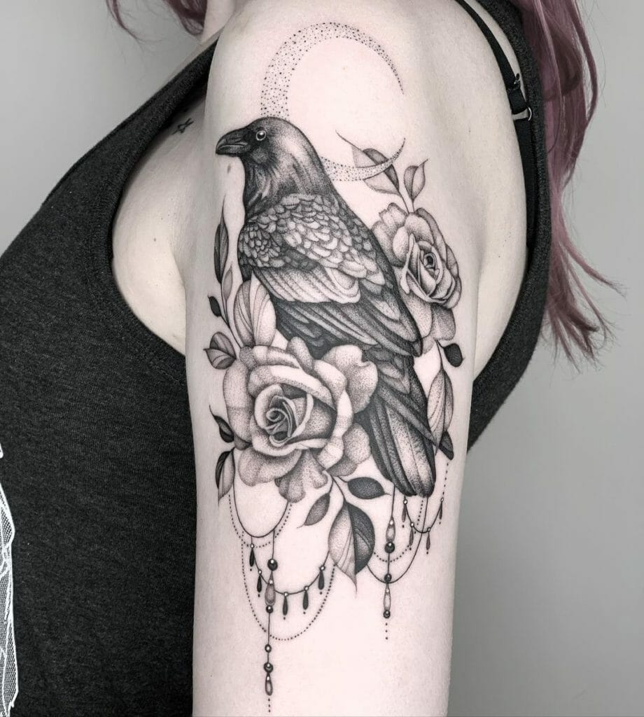 Enigmatic Crow Tattoo