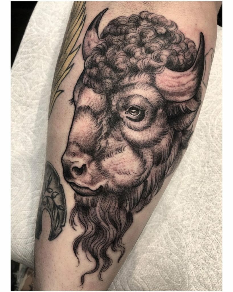 Enormous Bison Head Tattoo