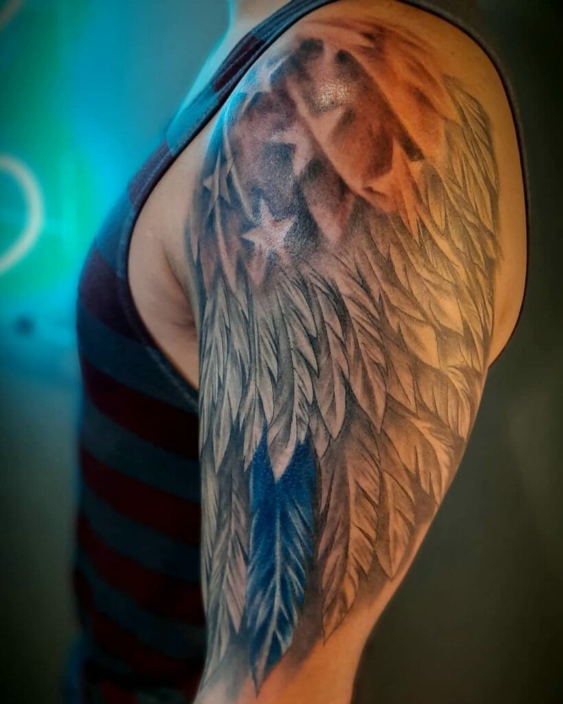 Feather American Flag Tattoo