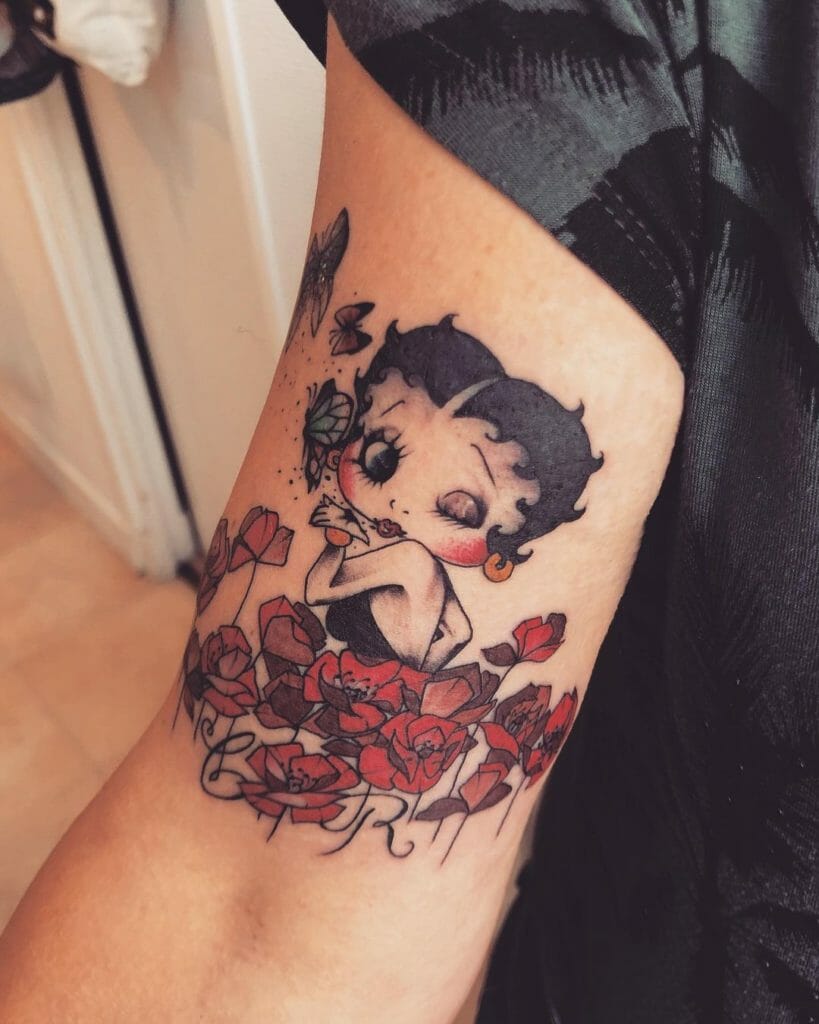 Floral And Feminine Betty Boop Tattoo