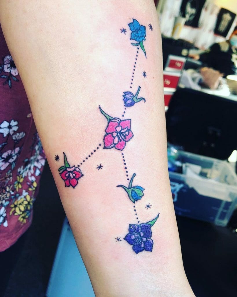 Floral Cancer Constellation Tattoo