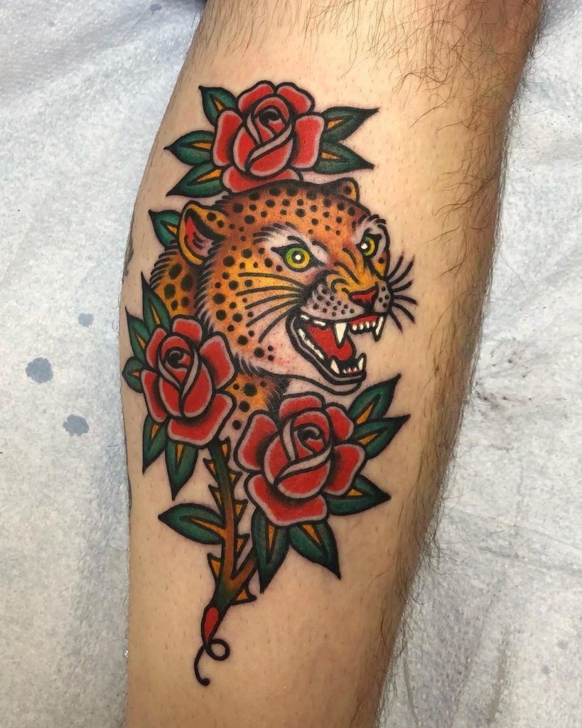 Floral Cheetah Tattoo