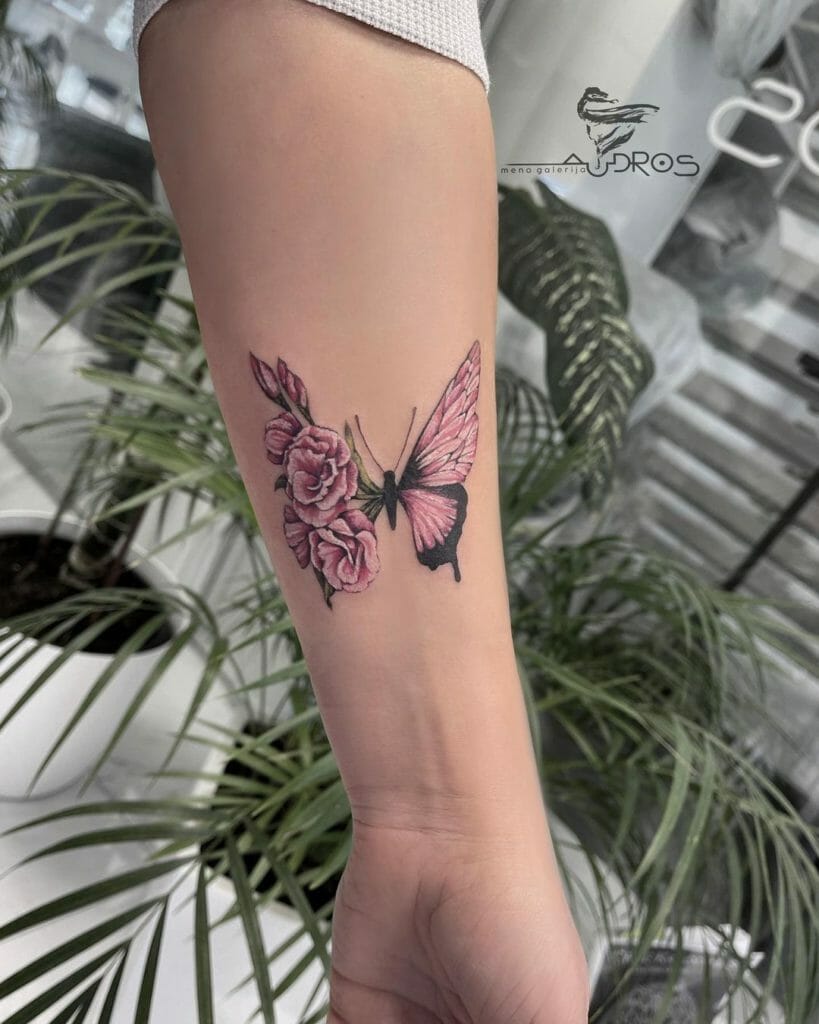 Floral Wing Butterfly Tattoo