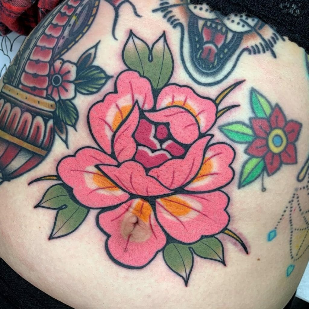 Flower Belly Button Tattoo