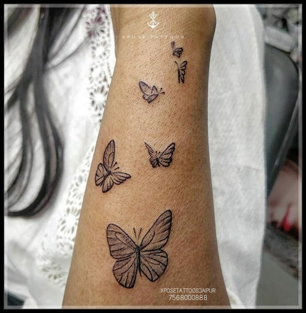 Flutter Of Simple Butterfly Tattoo