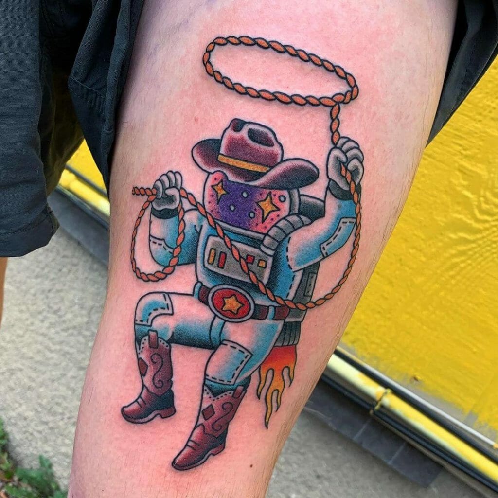 Idée drôle de tatouage d'astronaute pour les geeks