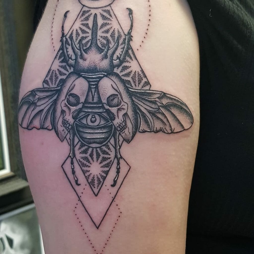 Geometric Beetle Tattoo