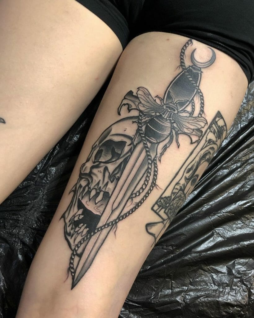 Gothic Styled Bee Tattoo