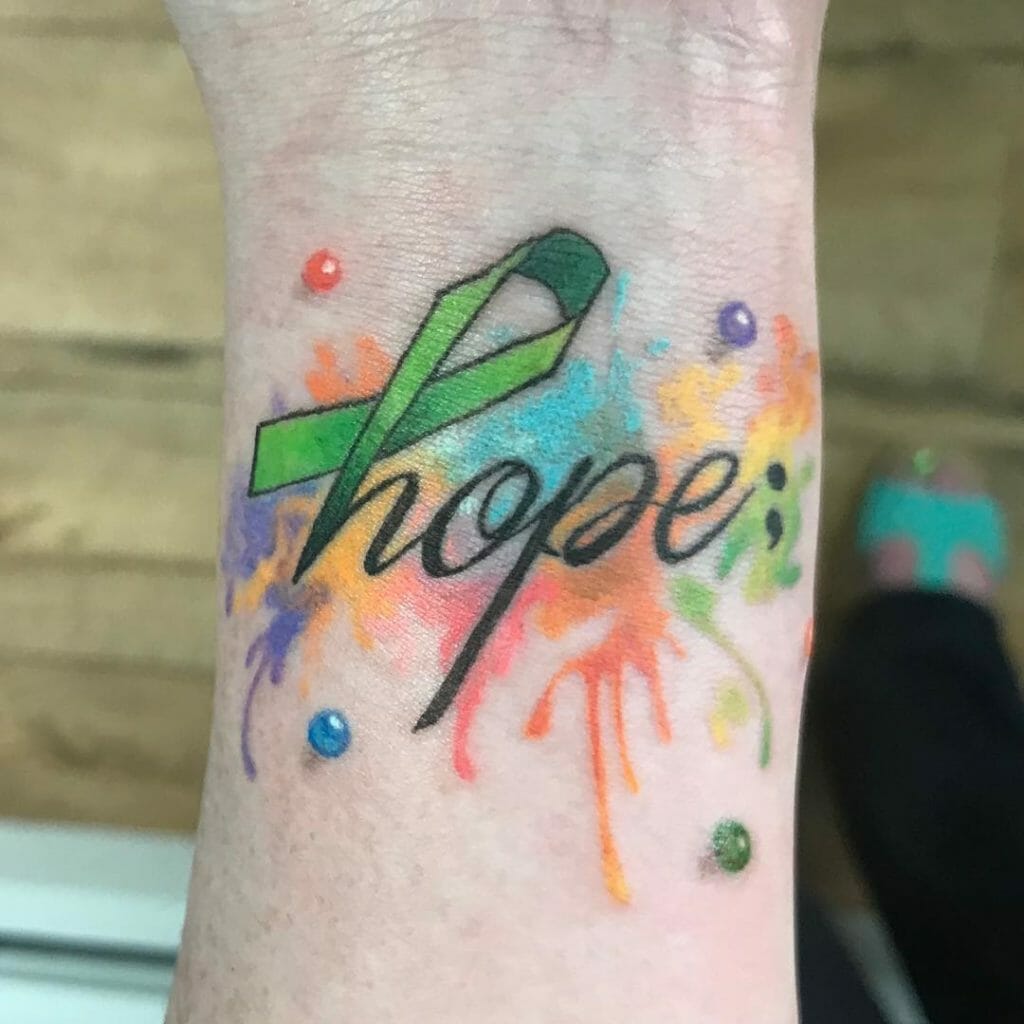 Green Bipolar Ribbon Tattoo