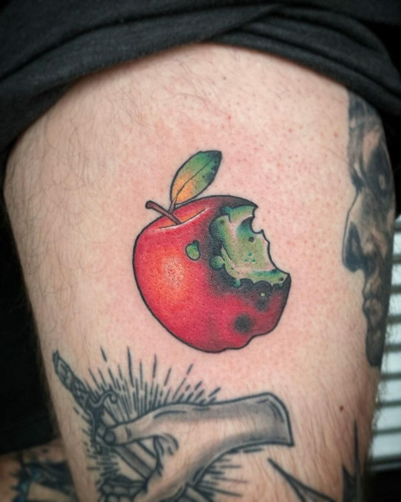 Half-Eaten Bad Apple Tattoo Style