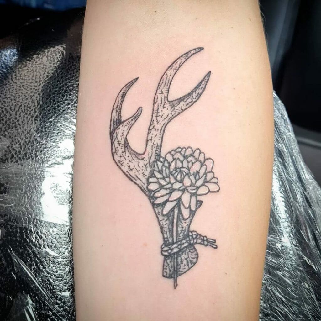 Half Owl Half Stag Antler Tattoo For Harry Potter Followers