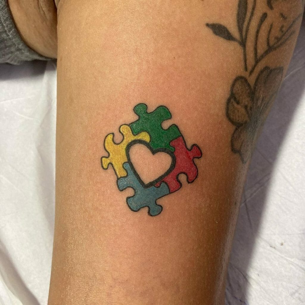 Heart Autism Colored Tattoo