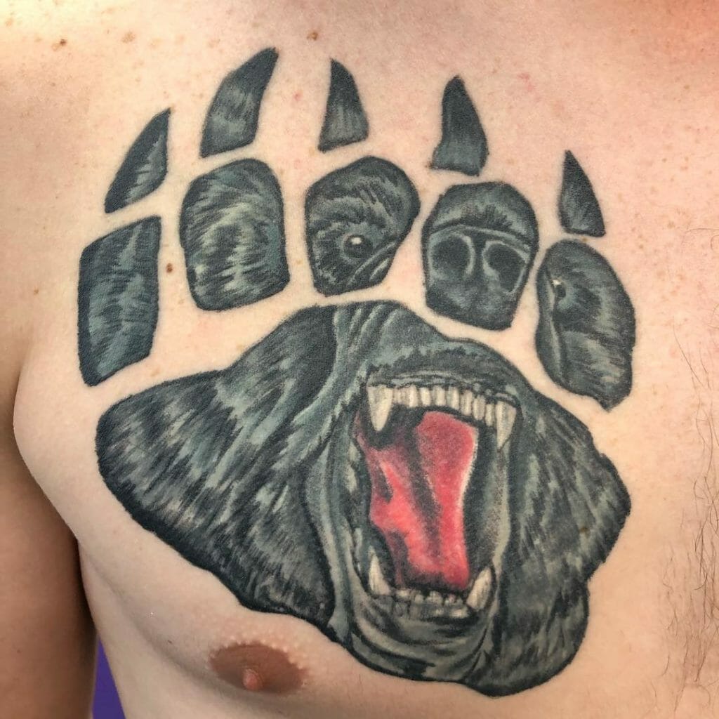 Intense Bear Claw Tattoo On Chest