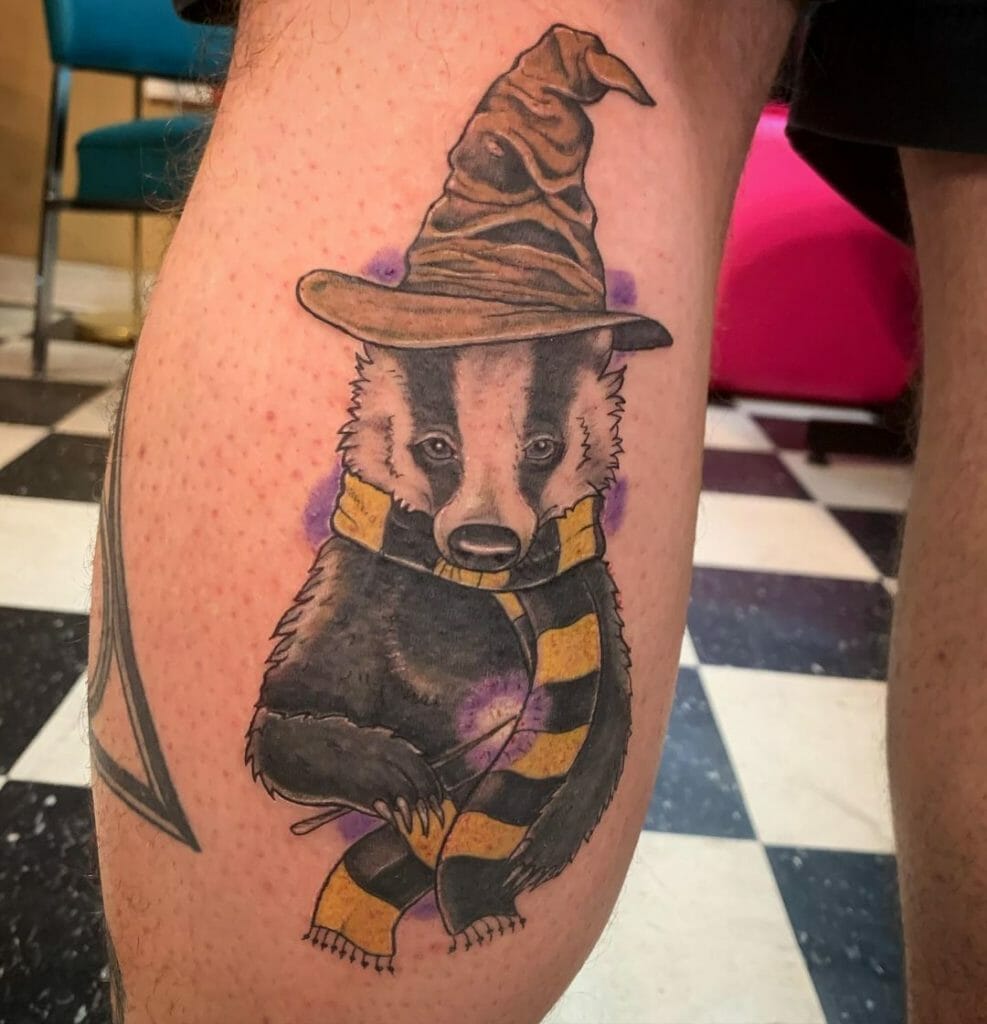 Interesting Hufflepuff Badger Tattoo