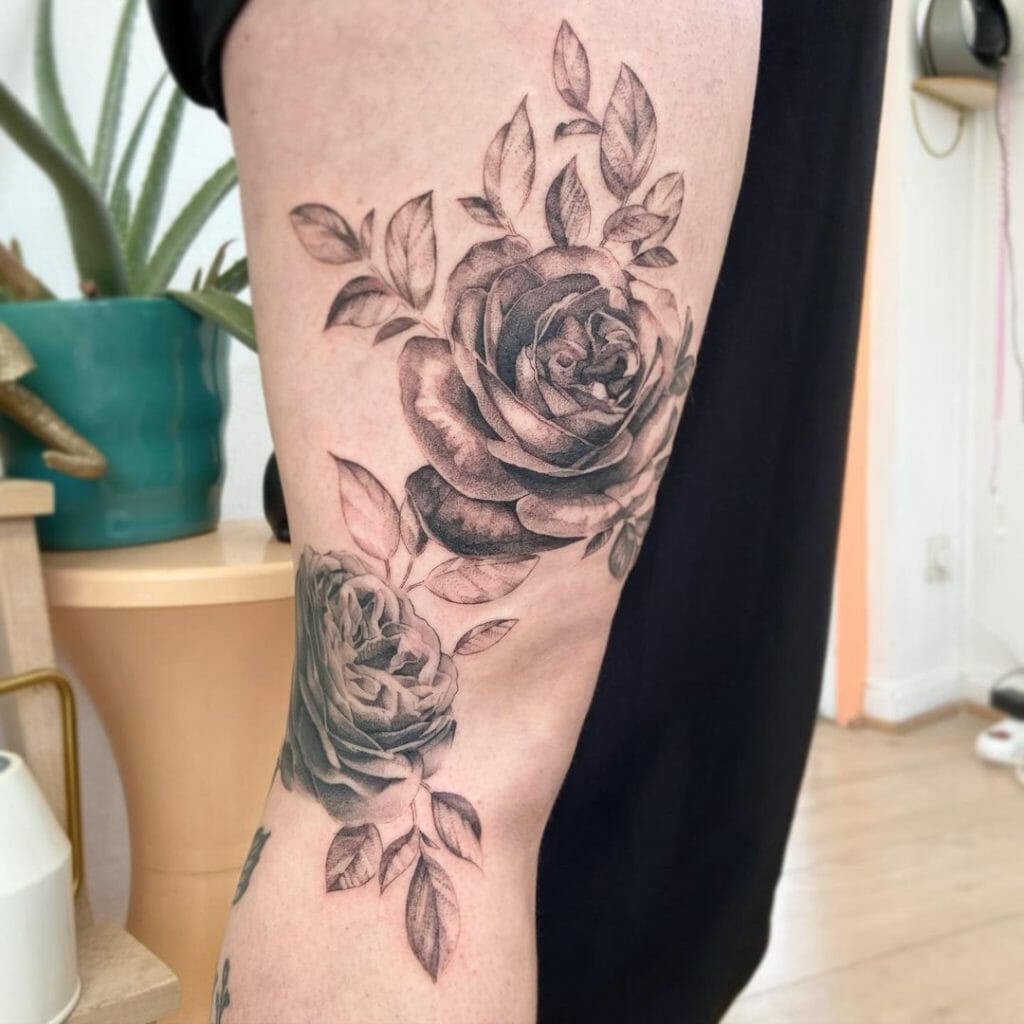 Intricate Black and Grey Rose Tattoo