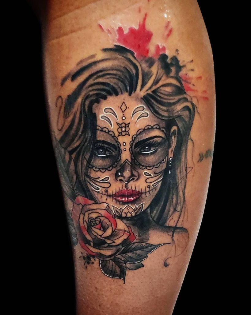 La Catrina With Rose Tattoo