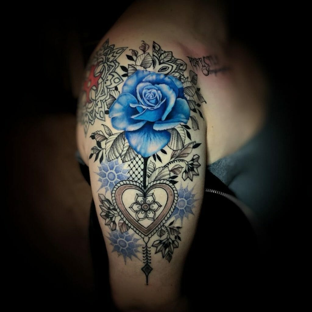 Large Blue Rose Tattoo